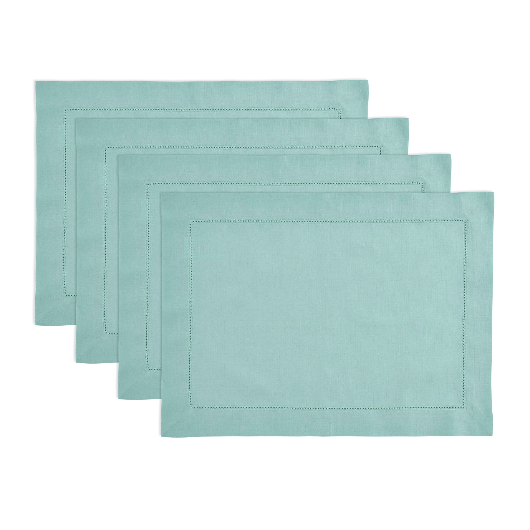 Premium Cotton Linen Hemstitch Placemats Set of 4 - Elegant Table Decor for Dining Room, Kitchen, and Party Settings