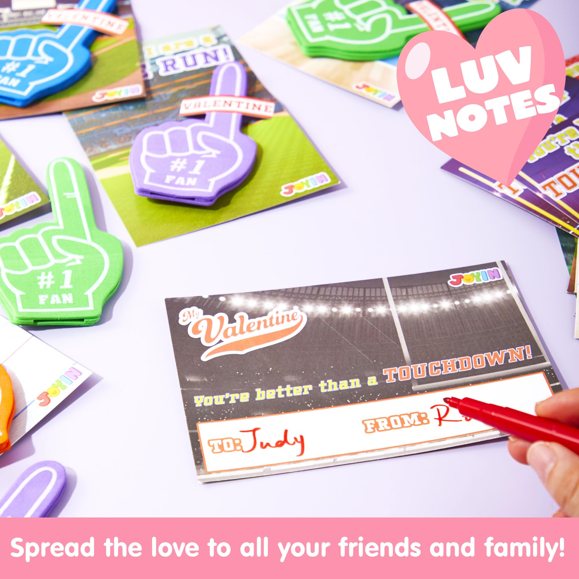 JOYIN 28 Pcs Valentine's Day Foam Fingers with Greeting Cards for Kids - Classroom Exchange Gifts, Holiday Party Favors & Reward Prizes - Perfect for School Celebrations, Valentine's Parties & Classroom Activities