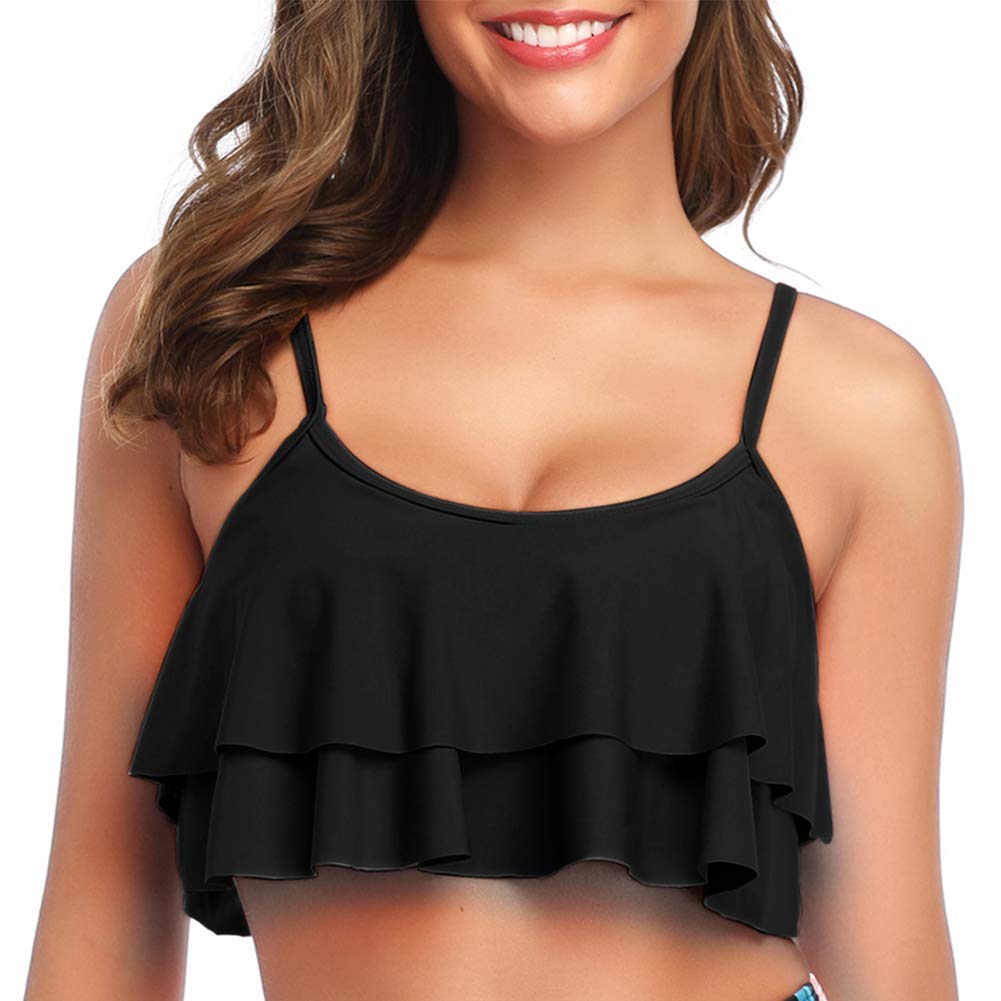 Mycoco Women's Bikini Top with Tassel and Flounce Ruffles - Sexy Swimsuit for Beach, Pool, and Summer Vacation