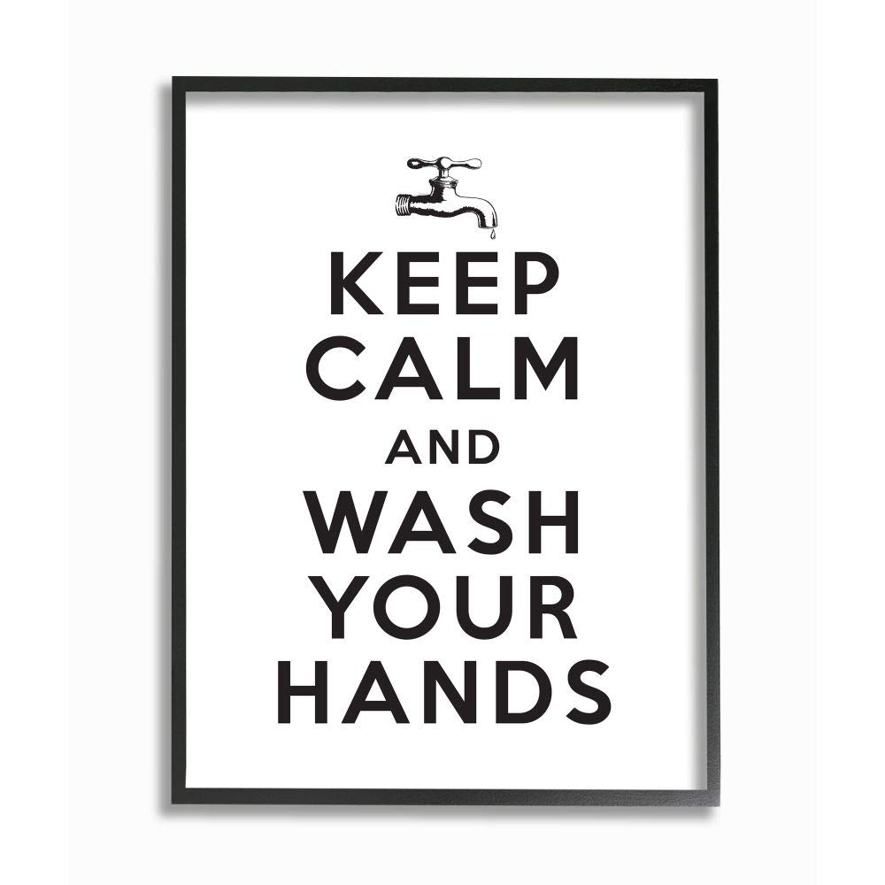 Stupell Industries 'Keep Calm and Wash Your Hands' Wall Art - 11x14 Inch Bathroom Decor, Designed by Lettered & Lined - Perfect for Home, Office, or Spa to Promote Hygiene & Relaxation