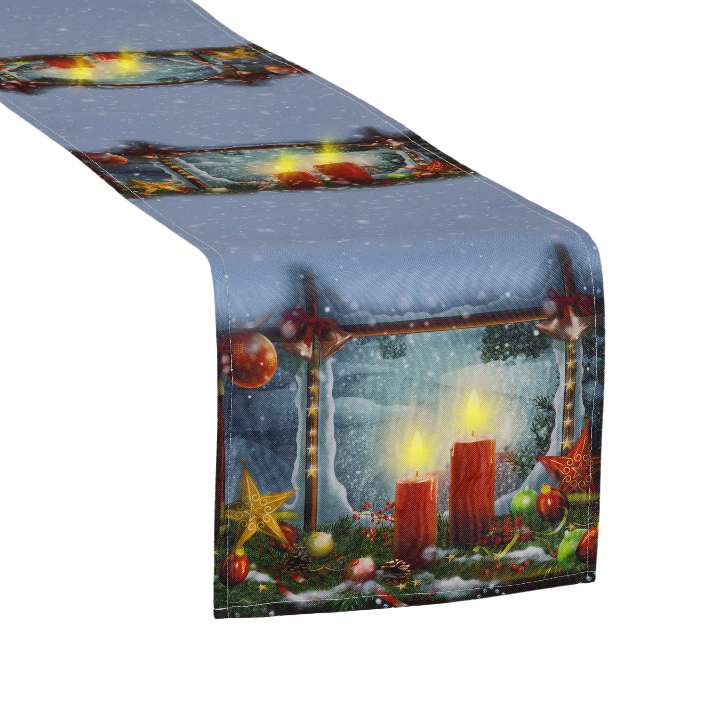 Violet Linen Glories Decorative Illuminated LED Christmas Table Runner - 12