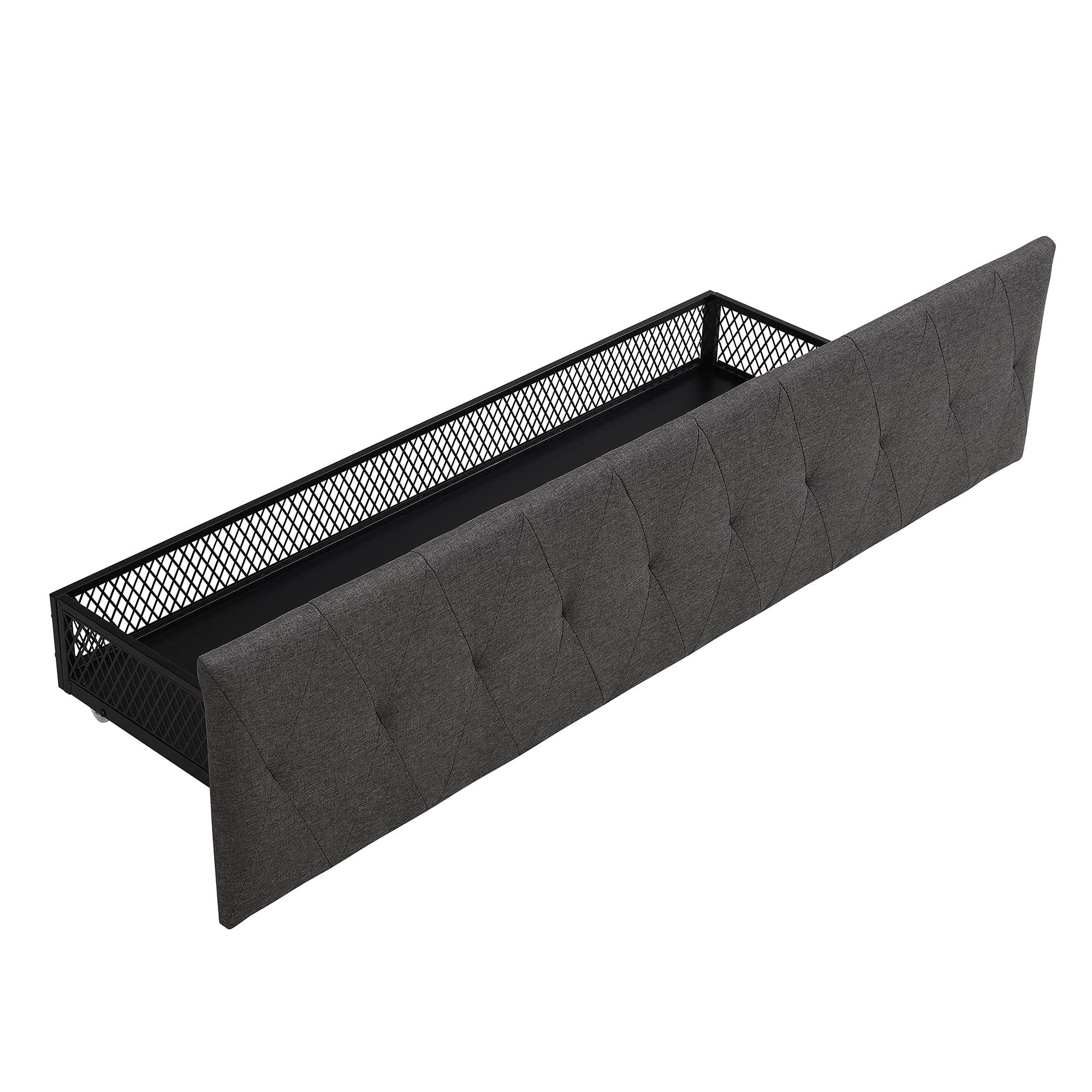 Queen Size Upholstered Storage Bed Frame with Large Drawer - Sturdy Metal Frame & Slat Support System, No Box Spring Needed (Gray) - Perfect for Small Bedrooms & Modern Apartments with Limited Space
