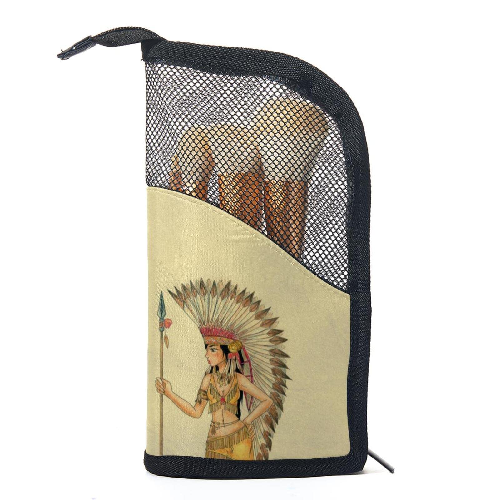 12-Piece Makeup Brush Organizer Bag – African Girl & Indian Ethnic Style Portable Cosmetic Brush Holder Case – Perfect for Travel, Home & Professional Makeup Artists