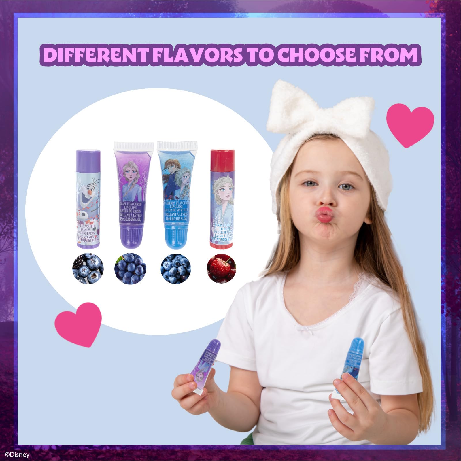 Disney Frozen Super Sparkly Beauty Makeup Set for Girls - Lip Gloss, Nail Stickers, Lip Balm, Nail Gems & Mirror with Hair Clips | Perfect for Birthday Parties, Sleepovers, Dress-Up & Pretend Play