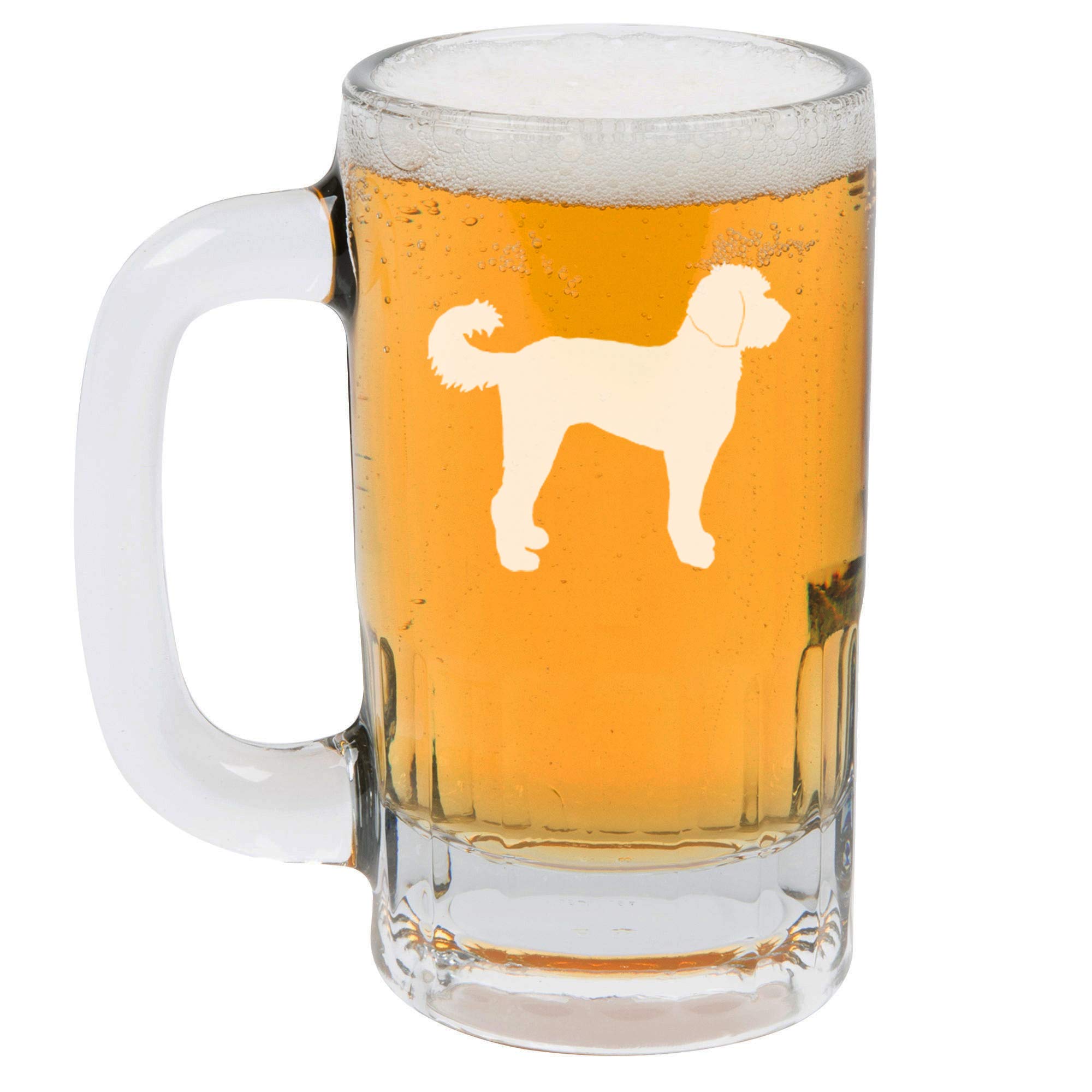 12oz Beer Mug Stein Glass with Labradoodle Design - Perfect for Home Bars, Parties, and Gifts for Beer Lovers