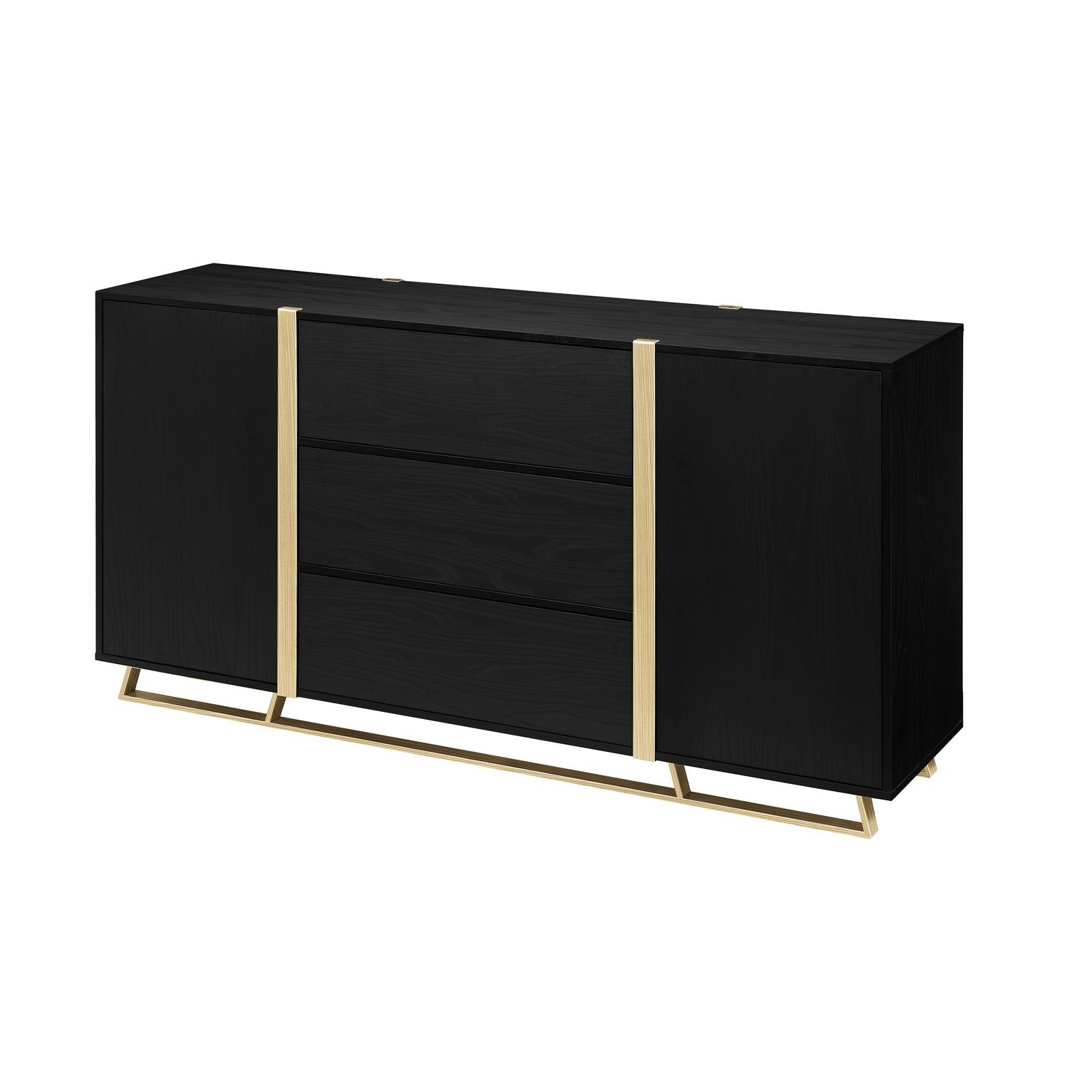 Stylish 1600mm Black Oak & Gold Capri Buffet Sideboard by Criterion - Perfect for Dining Room Storage & Modern Home Decor