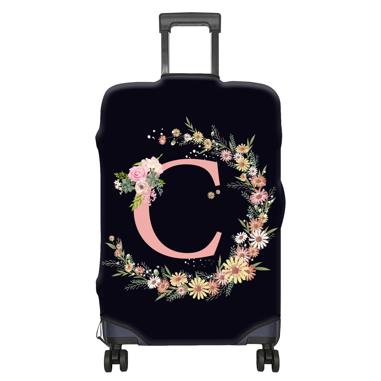 Elastic Washable Luggage Cover Protector - Cute Aesthetic Initial Letter C Suitcase Cover for Women & Girls (Fits 22-25 inch Bags) - Perfect for Travel, Vacation & Airplane Trips