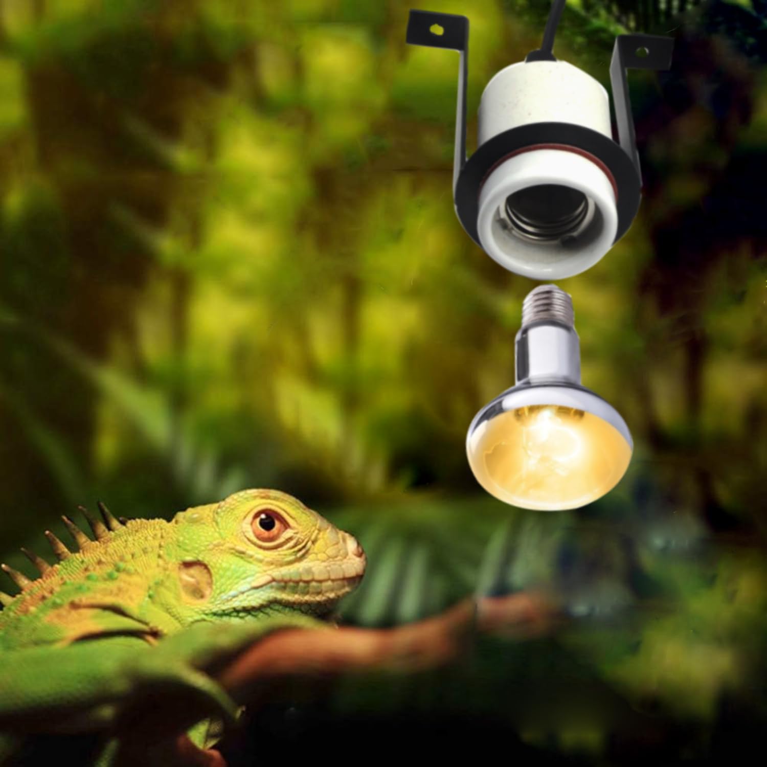 2-Pack Ceramic Heat Lamp Holder for Reptiles - Durable Pet Heater Bracket with E26 Socket for Terrariums, Lizard & Tortoise Habitats (Bulb Not Included) - Perfect for Night Heating & Temperature Control in Reptile Tanks