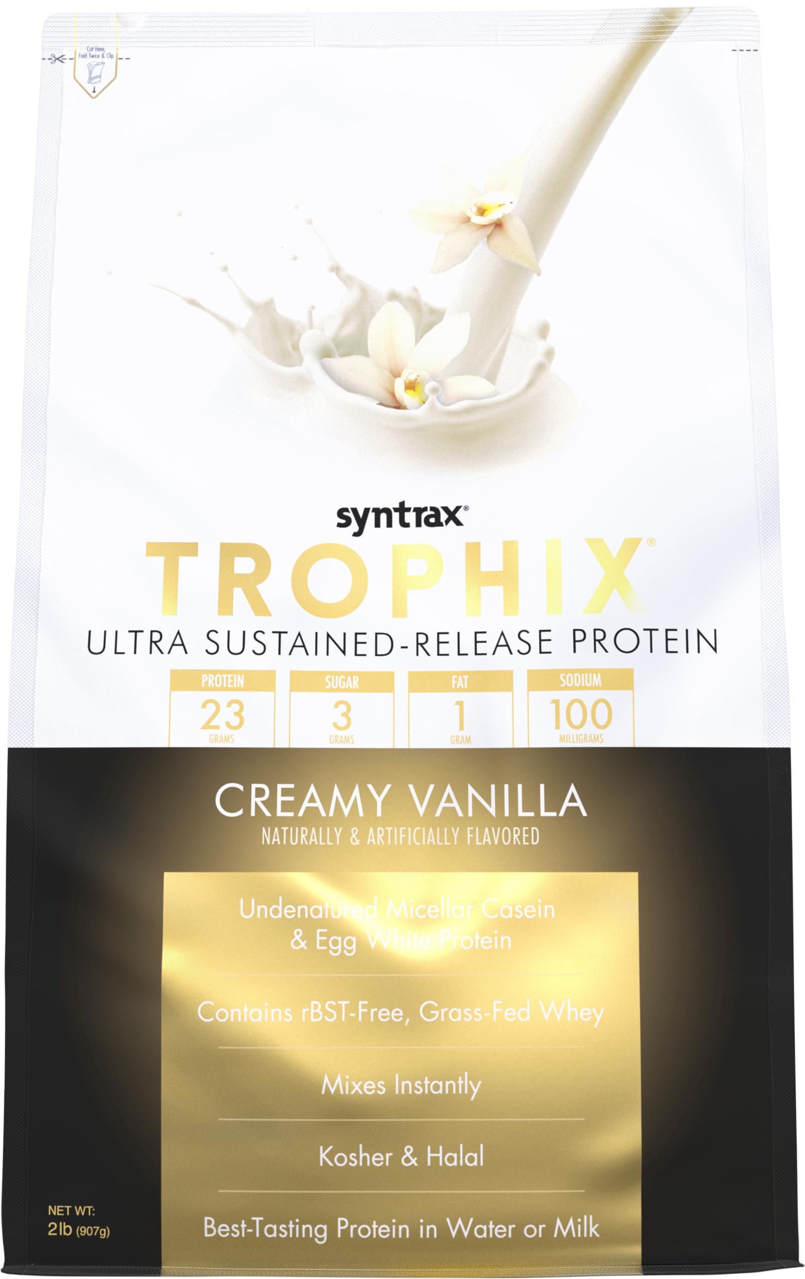 Syntrax Nutrition Trophix 5 lbs Protein Powder - Ultra Sustained-Release Protein Blend with Real Vanilla Bean Specks, Creamy Vanilla Flavor, Kosher Certified | Ideal for Post-Workout Recovery, Meal Replacement & Muscle Growth Support