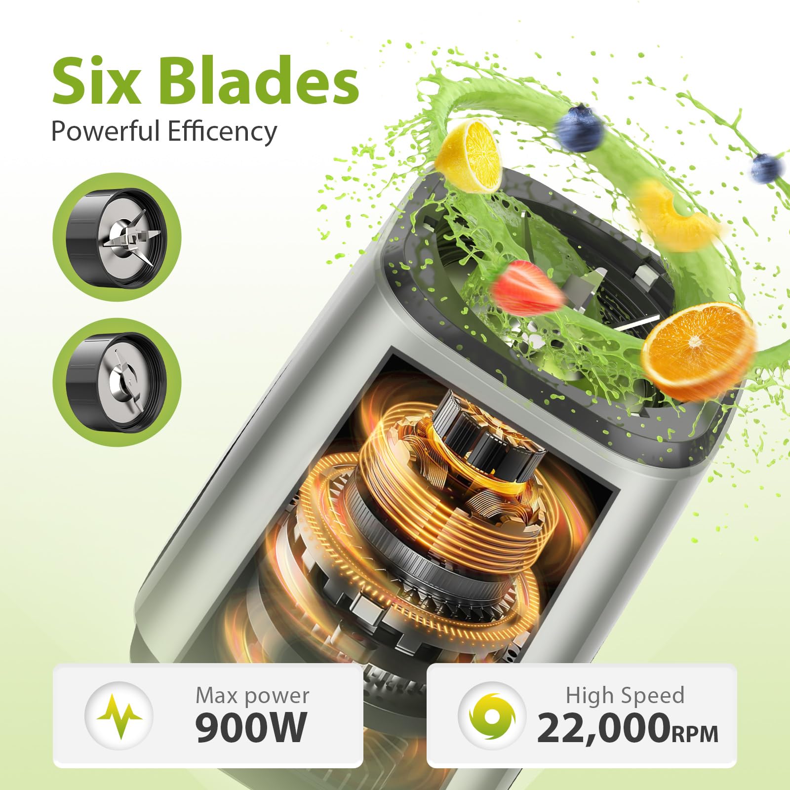 KOIOS 900W High-Speed Countertop Blender for Smoothies, Protein Shakes & Baby Food - 11-Speed Blender with 2x18.6oz & 10oz BPA-Free Cups - Perfect for Nut Butter, Spice Grinding & Coffee Beans - Ideal for Kitchen, Gym & Healthy Lifestyle
