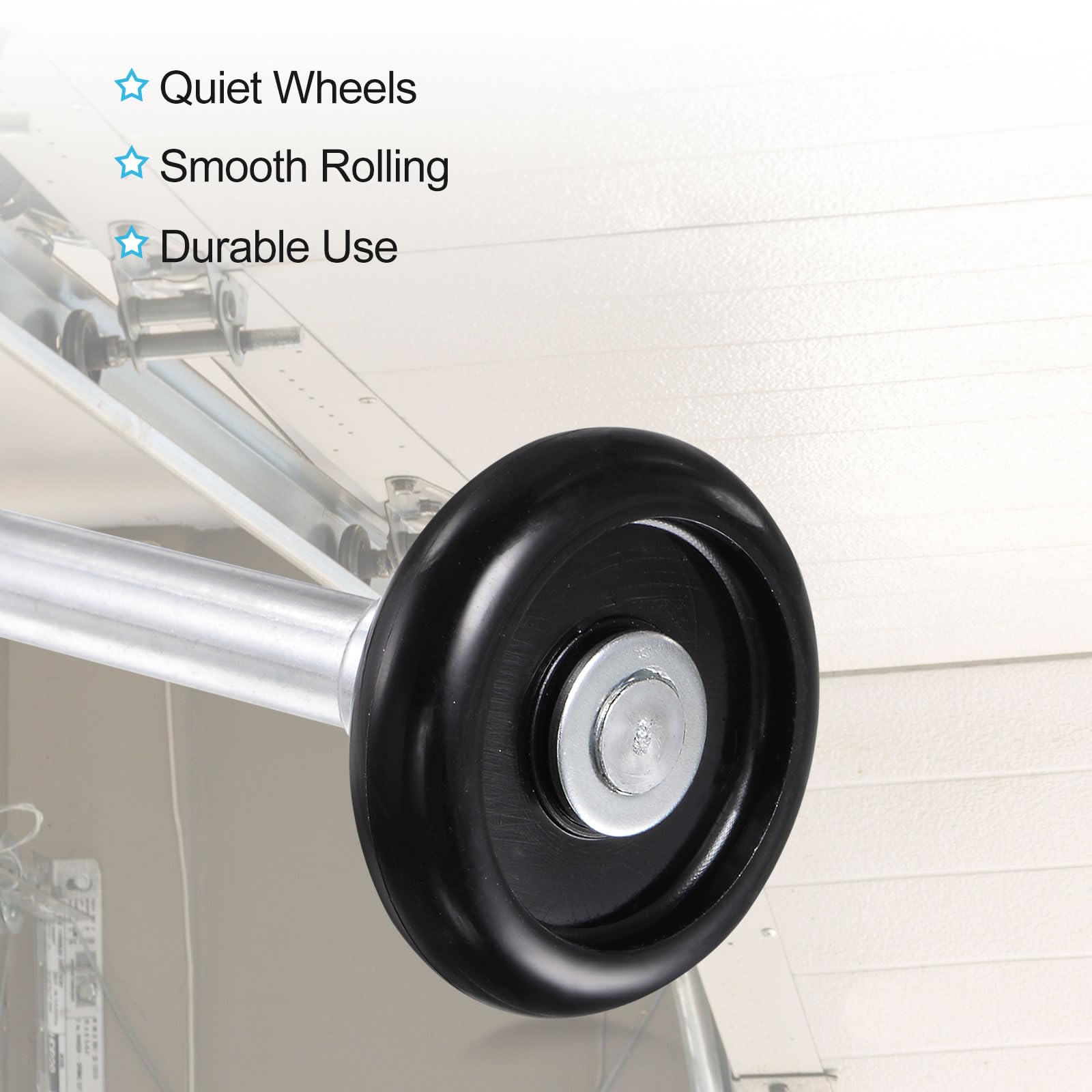 uxcell 2-Pack 1.8 Inch Nylon Garage Door Rollers for 2 Inch Track - 4.25 Inch Stem Standard Replacement Rollers - Black - Smooth & Quiet Operation for Residential & Commercial Garage Doors