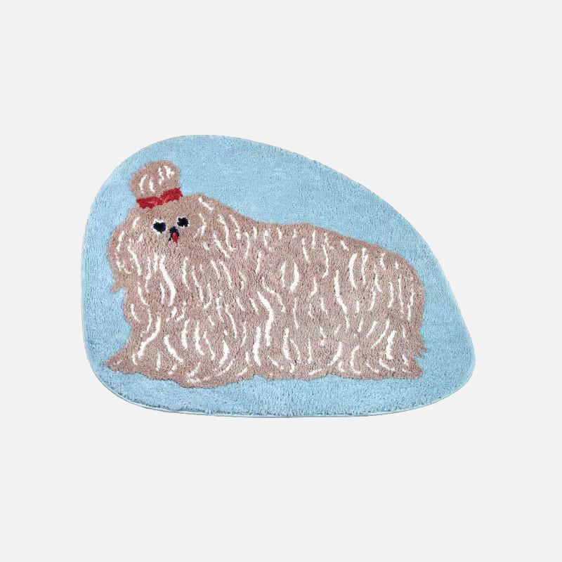 Non-Slip Cartoon Dog Bath Mat - Soft Absorbent Bathroom Rug for Dogs & Pets - Perfect for Bathrooms, Pet Grooming & Laundry Rooms