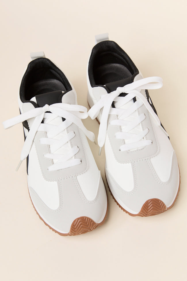 Madeline White Stripe Sneakers for Women - Comfortable Casual Walking Shoes - Perfect for Running, Gym, Workout & Daily Wear