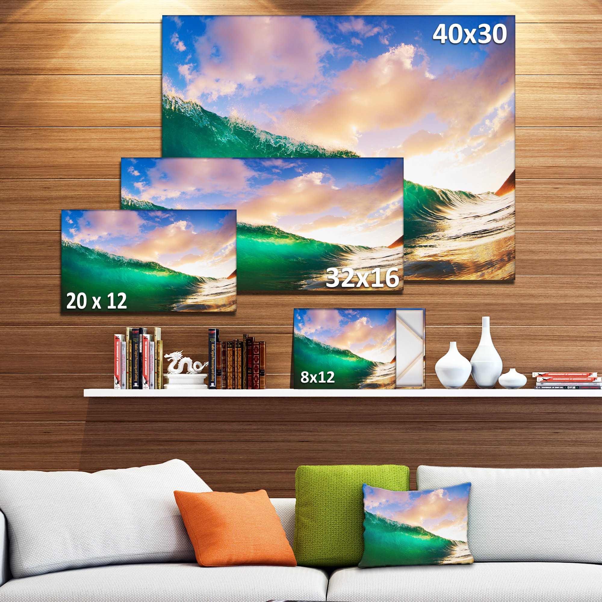 Waves Under Cloudy Sky Seascape Canvas Art Print - Ocean Wall Decor for Living Room, Bedroom & Office - Coastal Home Decor & Beach Themed Gift