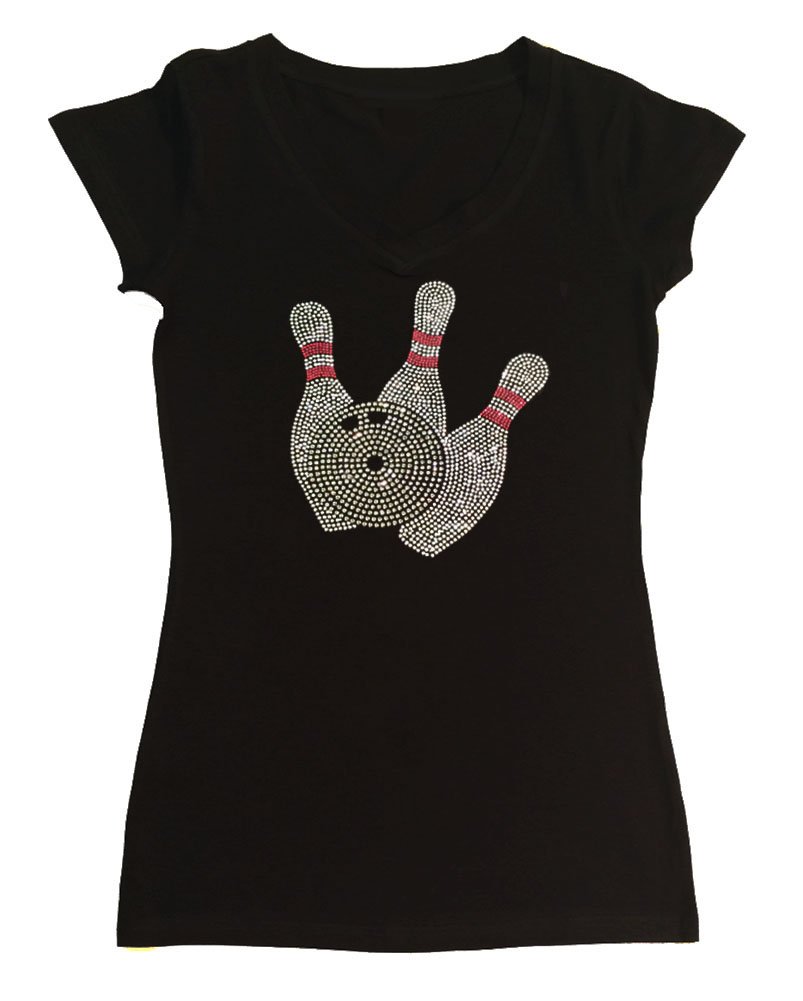 Sparkling Rhinestone Fitted Women's Bowling Shirt - Elegant & Snug Fit for Bowling Nights, Parties & Casual Outings