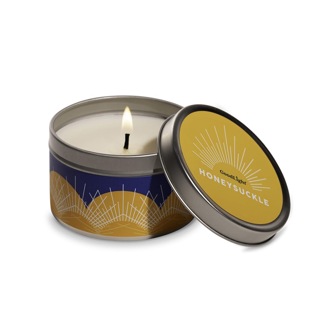Eco-Friendly Paraffin-Free Scented Candle in Tin - Long-Lasting 30-Hour Burn, Honeysuckle Fragrance - Perfect Birthday Gift for Women & Men - Ideal for Relaxation, Home Decor, and Romantic Ambiance (6 oz)