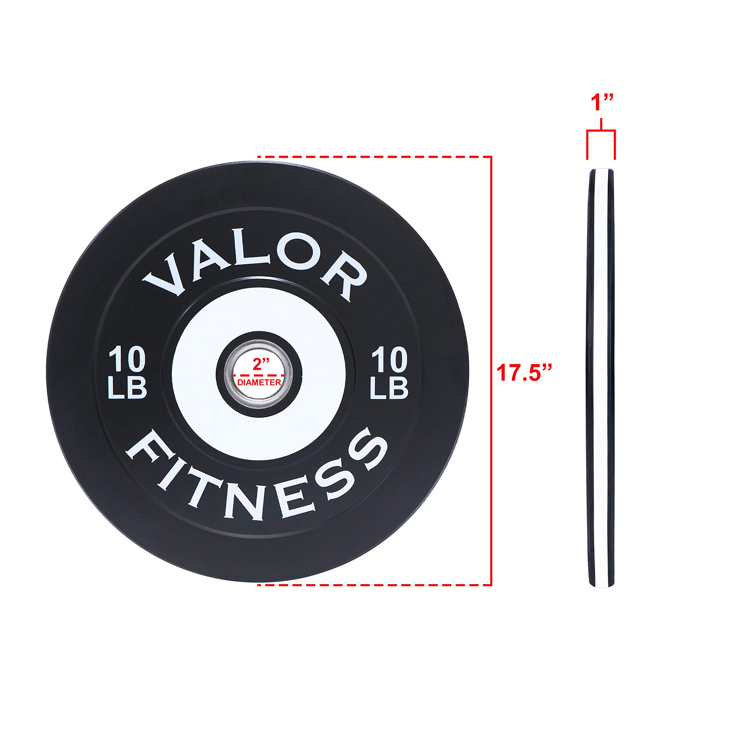 Valor Fitness Olympic Bumper Plates - Weight Lifting, Strength Training & CrossFit Equipment (Pairs/Singles/Sets) - Perfect for Home Gym, Cross Training & Functional Fitness Workouts