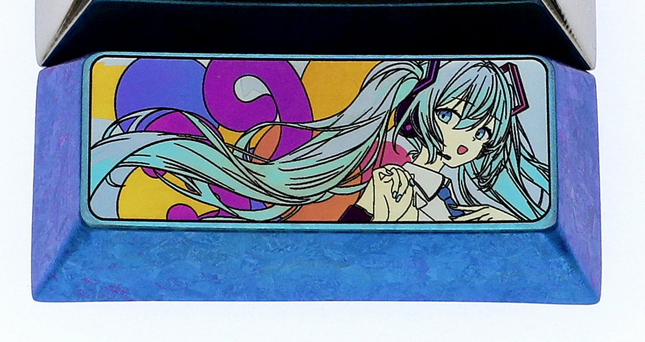 Hatsune Miku 2.25U Titanium Alloy Metal Custom Keycap - Anime Themed Mechanical Keyboard Accessory for Gaming & Typing Enthusiasts
