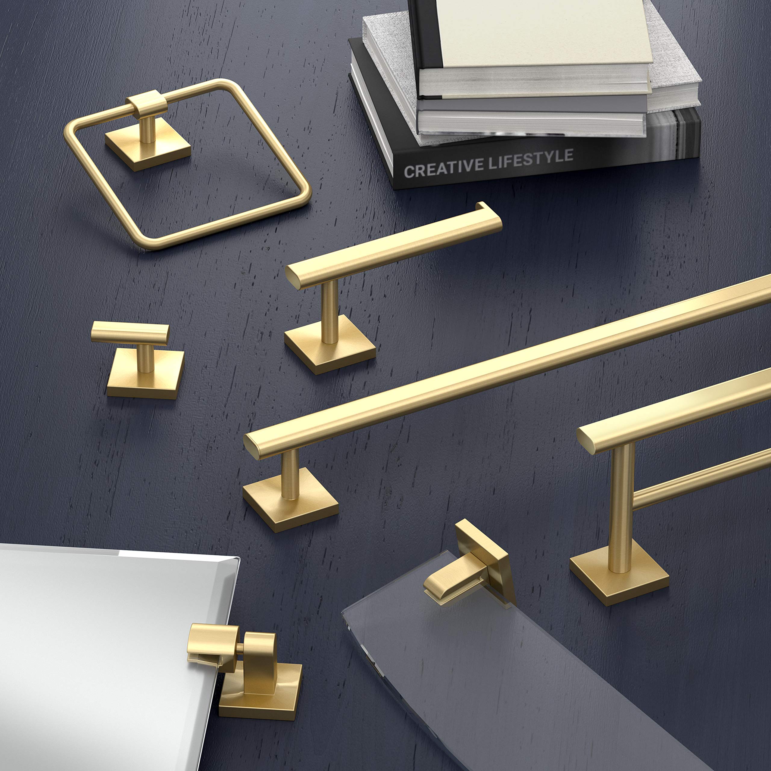 Gatco 4060A Elevate 30-Inch Brushed Brass Wall Mounted Towel Bar - Premium Bathroom Towel Holder for Modern Homes | Perfect for Bathrooms, Spas & Guest Rooms