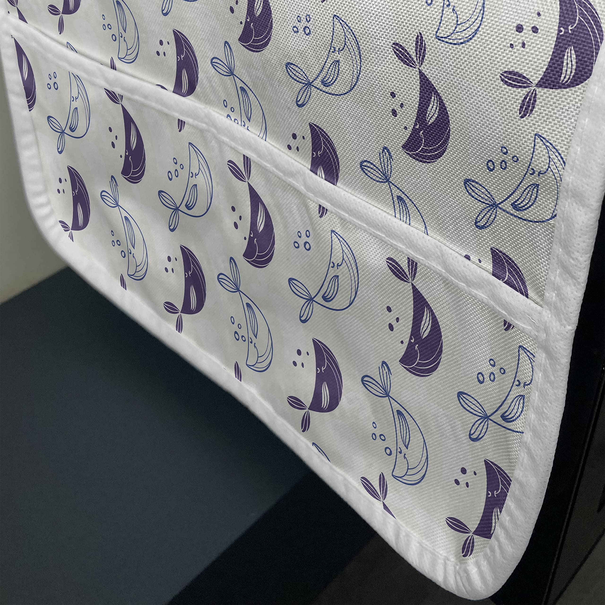 Ambesonne Whale Microwave Cover - Hand-Drawn Bubbles & Smiling Whales Design, Waterproof Kitchen Organizer with Pockets, 36x12 Inches, Violet Blue - Perfect for Microwave Protection & Kitchen Decor