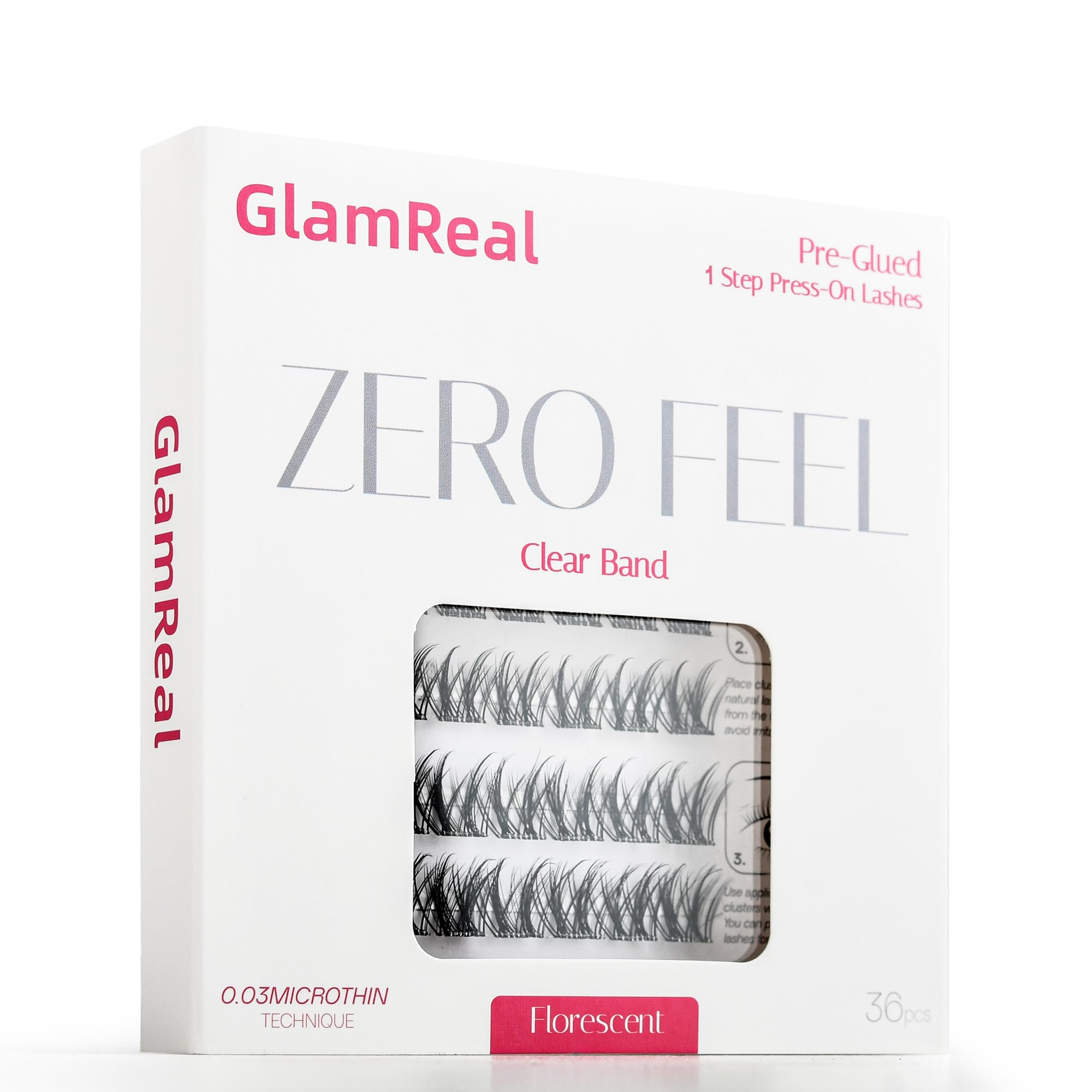 GlamReal Clear Band False Eyelashes - 0 Feel Self-Adhesive Invisible Lash Clusters, Fluffy Volumizing DIY Press-On Lashes (10-14mm D-Curl) - No Glue Needed for Natural Look | Perfect for Daily Wear, Special Occasions & Bridal Makeup