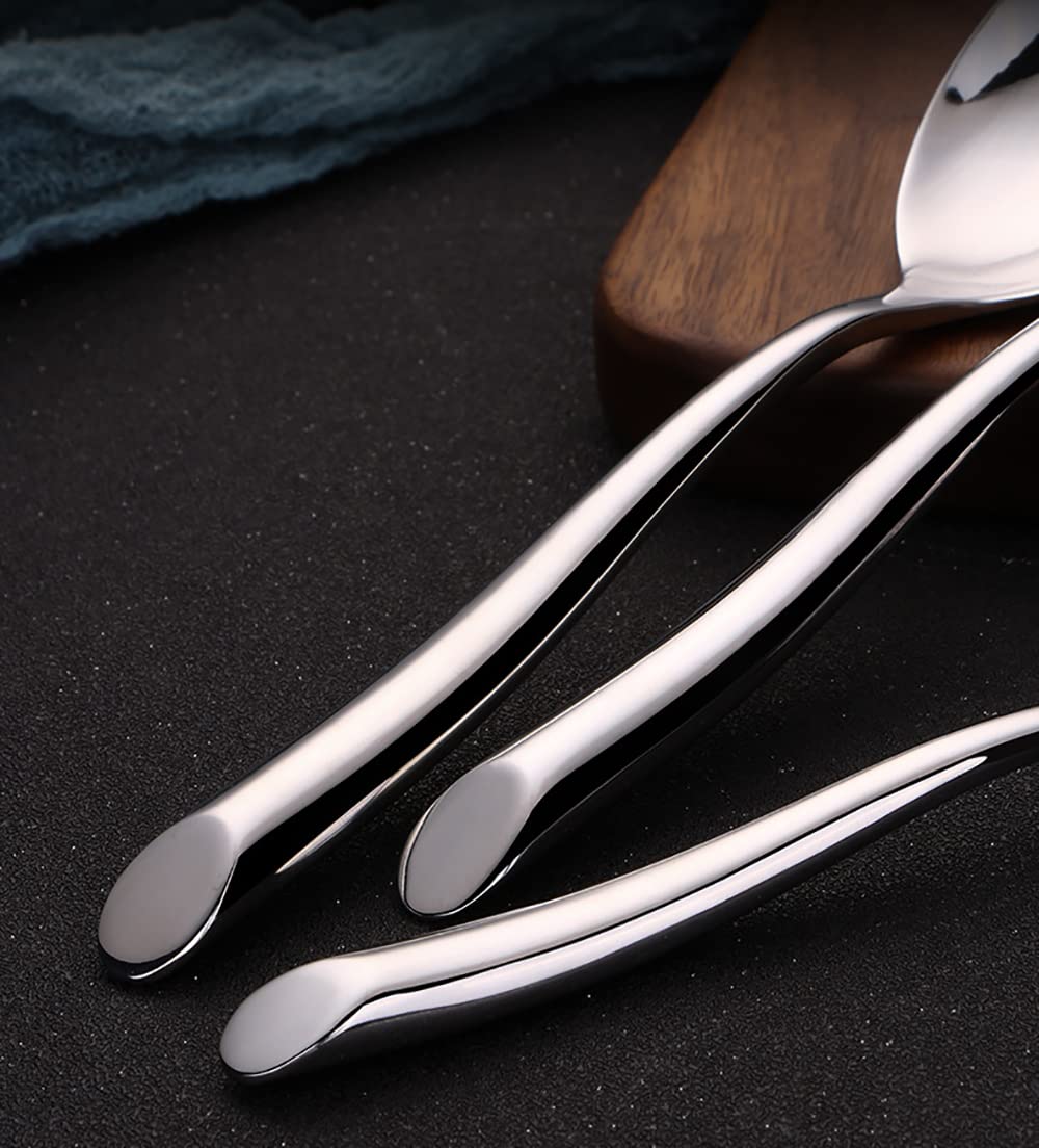 Premium 60-Piece Stainless Steel Silverware Set for 12 - Modern Flatware Set with Steak Knives, Forks, Spoons - Dishwasher Safe for Home & Restaurant Use - Perfect for Dinner Parties, Weddings & Everyday Dining
