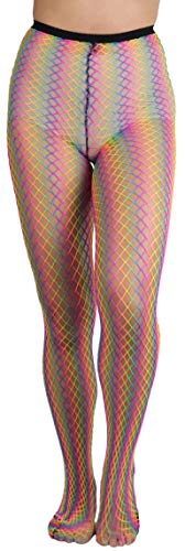 Diamond Fishnet Black Waistband - Neon Rainbow