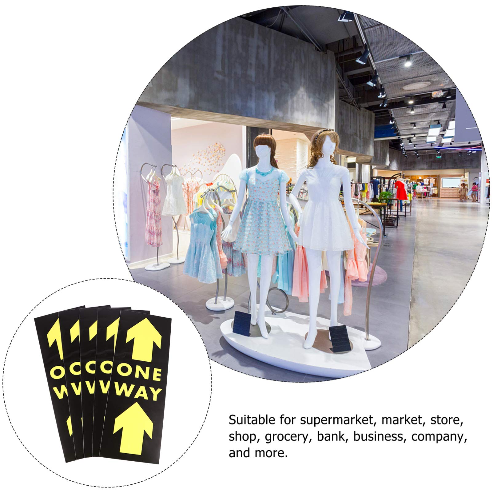 Baluue Social Distance Floor Decals - 5 Pack One Way Directional Warning Signs for Stores, Malls, Offices & Groceries - Non-Slip Safety Floor Markers for Crowd Control & Social Distancing
