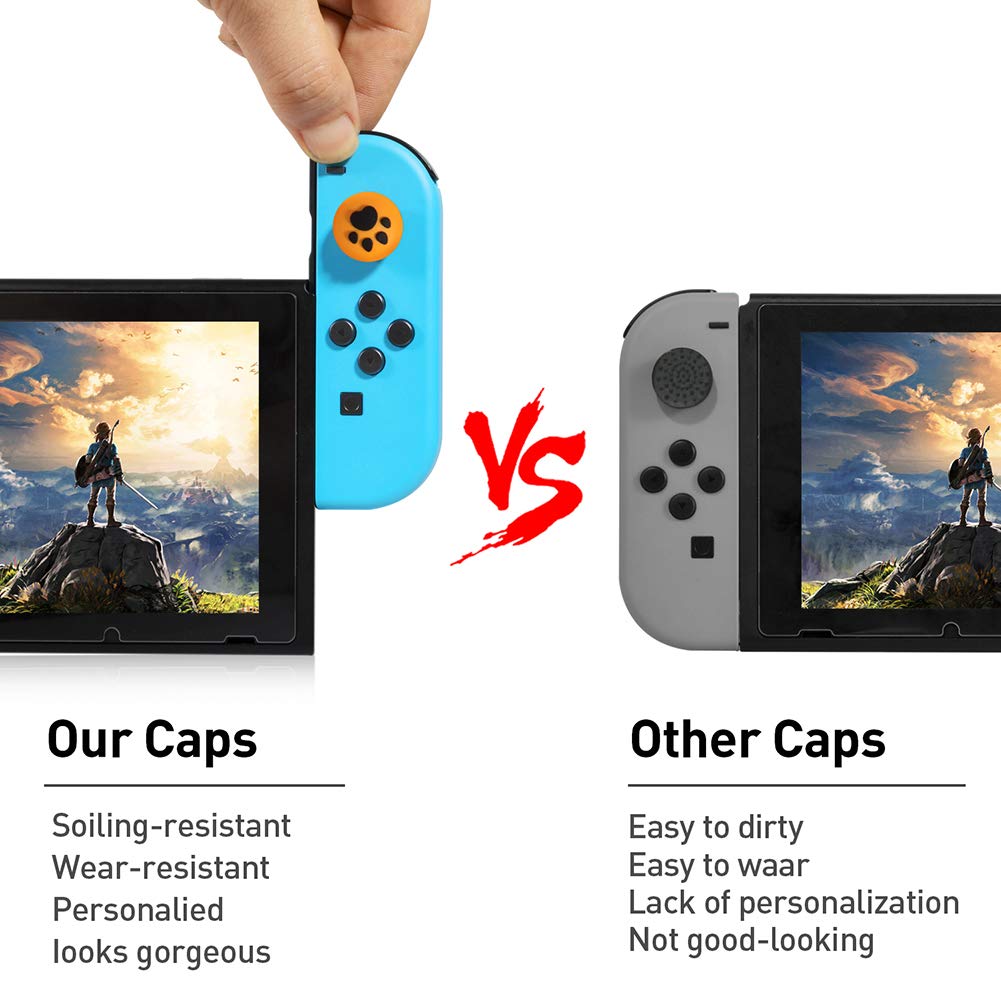 Soft Silicone Cat Claw Thumb Grips for Nintendo Switch & Lite - Comfortable Joystick Caps & Analog Stick Covers for Joy-Con Controllers - Perfect for Gaming, Decorating, and Protecting Your NS Joycon Accessories