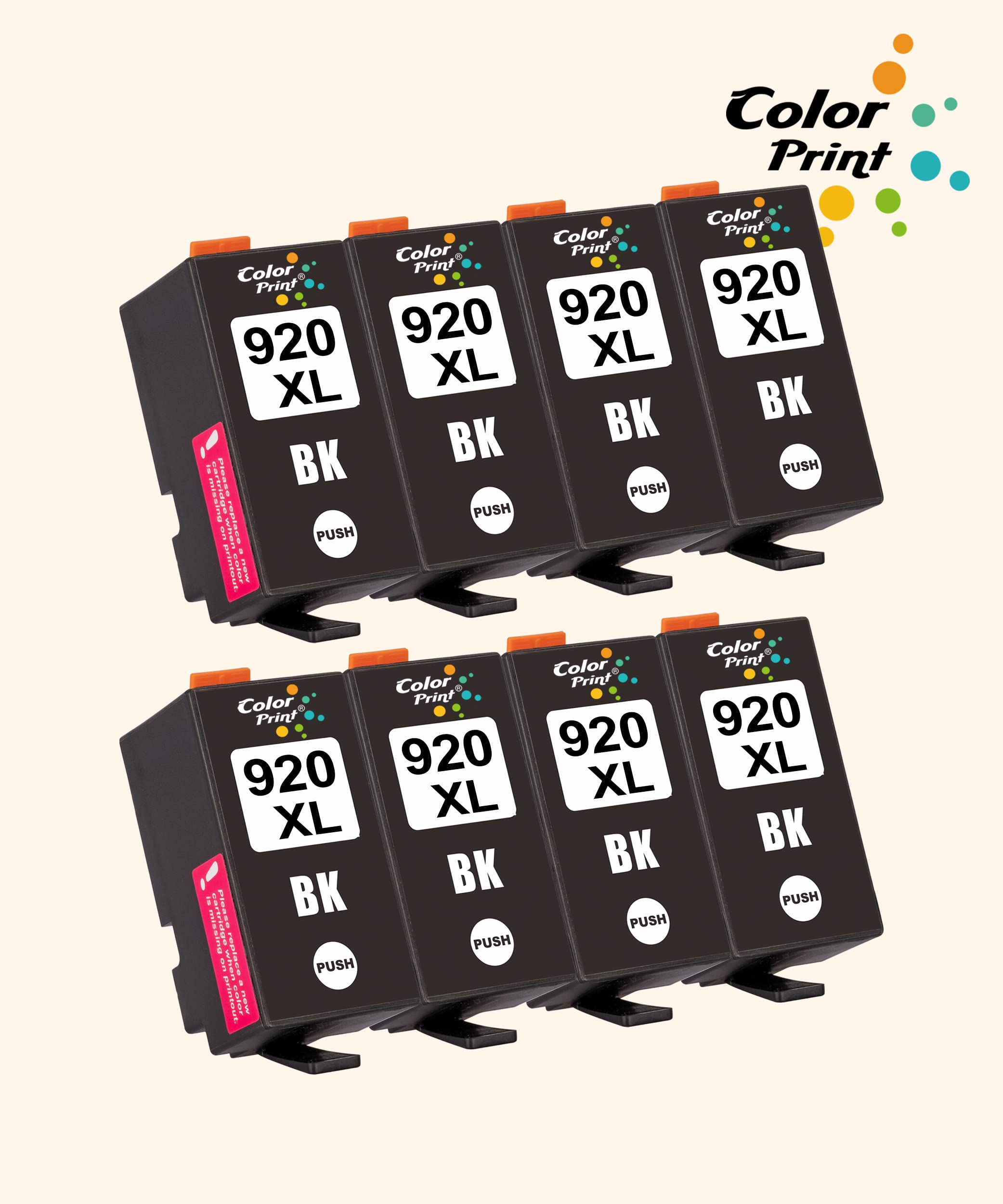 HP 920XL 920BK Compatible Ink Cartridge Replacement (8-Pack, Black) - Works with Officejet 6500/6000/7000/7500/E709 Printers | Ideal for Home & Office Printing, Documents & Photos