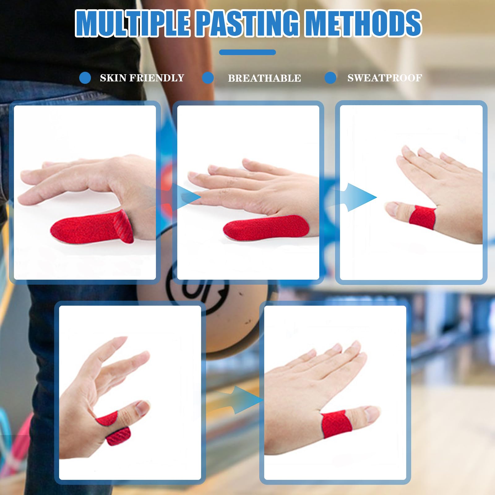 120Pcs Pre-Cut Bowling Thumb Tape & Finger Tape - Elastic Protective Performance Tape for Bowlers - Perfect for Thumb Hole Grip & Finger Protection - Ideal for League Play, Practice Sessions & Tournament Preparation