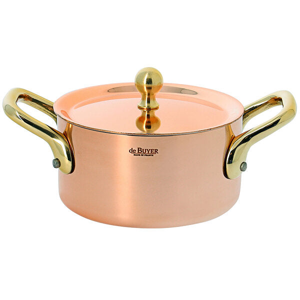 Premium Inocuivre Stewpan with Brass Handle & Lid - 3.9 Inch Diameter for Professional Cooking & Home Kitchen Use