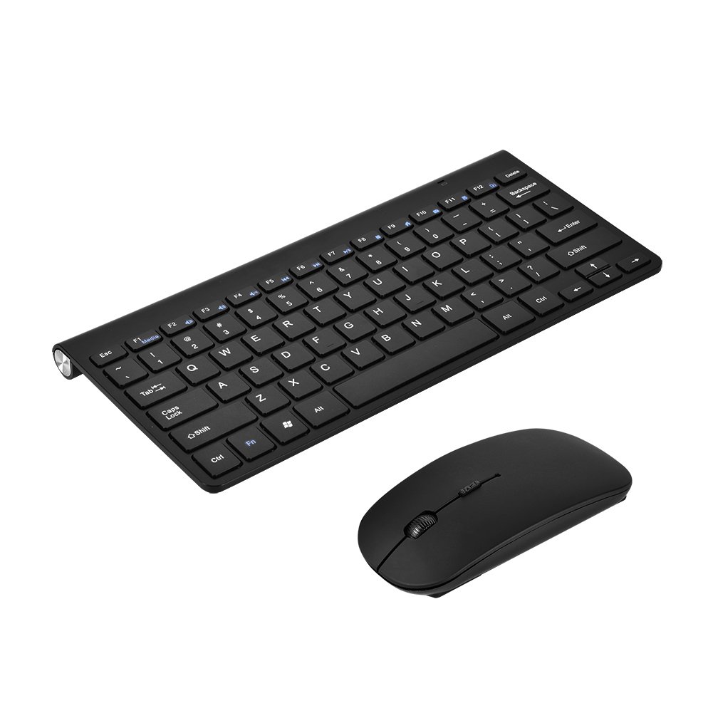 2.4G Wireless Keyboard and Mouse Combo - Ultra-Thin Ergonomic Design with USB Receiver, 78-Key Quiet Click for Windows PC/Laptop/Desktop (Rechargeable, Black) - Perfect for Office Work, Gaming & Home Computing