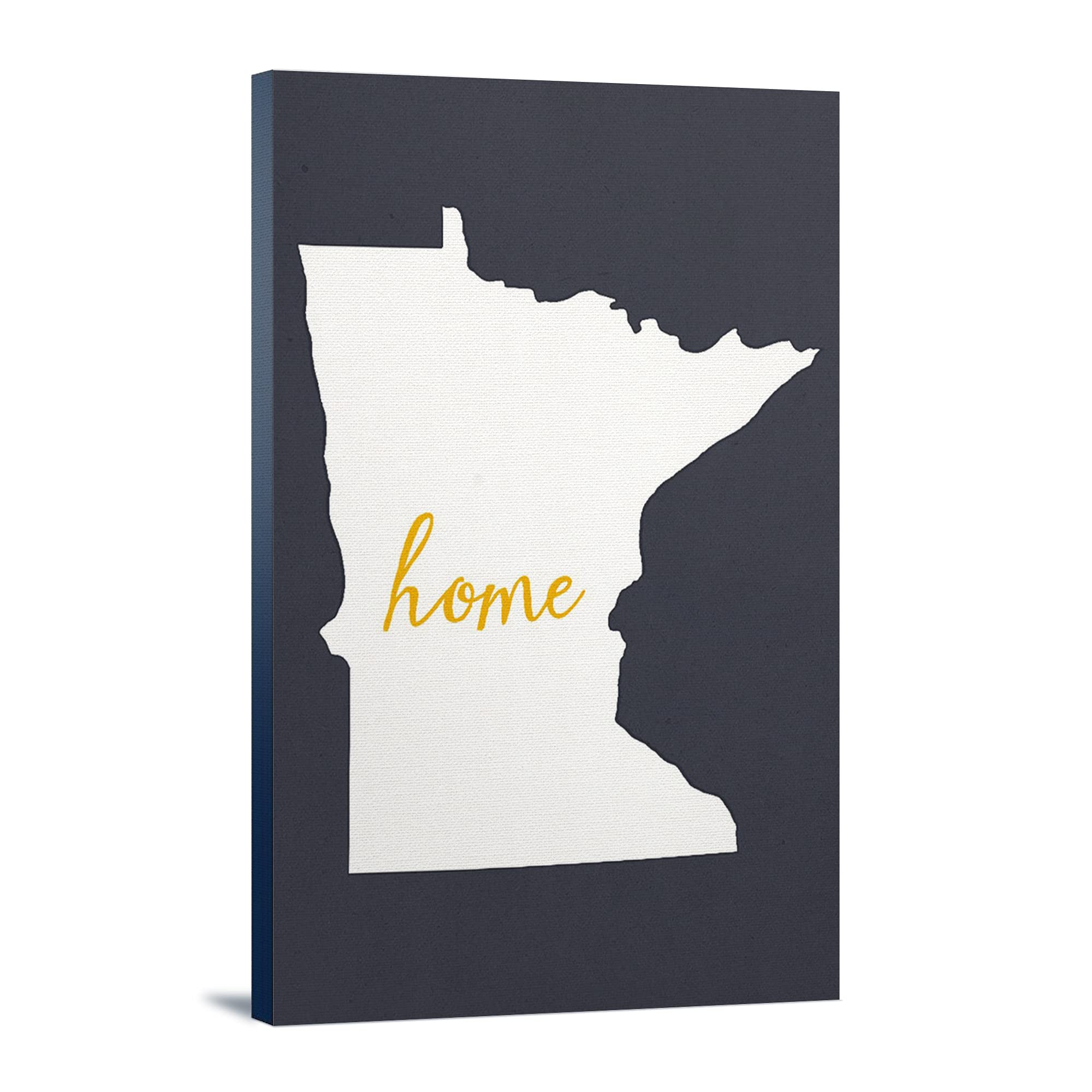 Minnesota Home State White on Gray Canvas Art - 16x24 Wrapped Wall Decor for Living Room, Bedroom & Office | Premium Printed Artwork for Home & Office Decoration