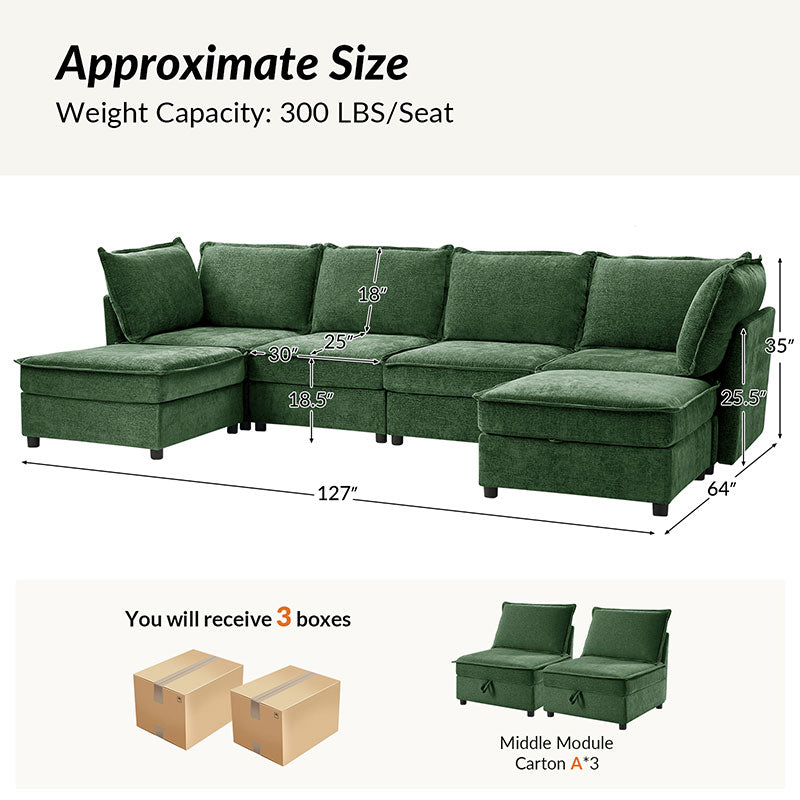 Harmetrix Oversized Soft Sectional Couch with Storage | Modern L-Shaped Sofa Bed with Hidden Compartment | Perfect for Living Room, Family Room & Small Spaces