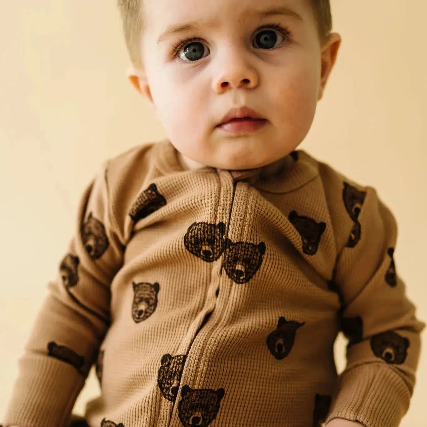 Makemake Organics Two-Way Zipper Romper - Soft Organic Cotton Baby Jumpsuit with Bear Print | Perfect for Playtime, Daycare & Photo Outfits