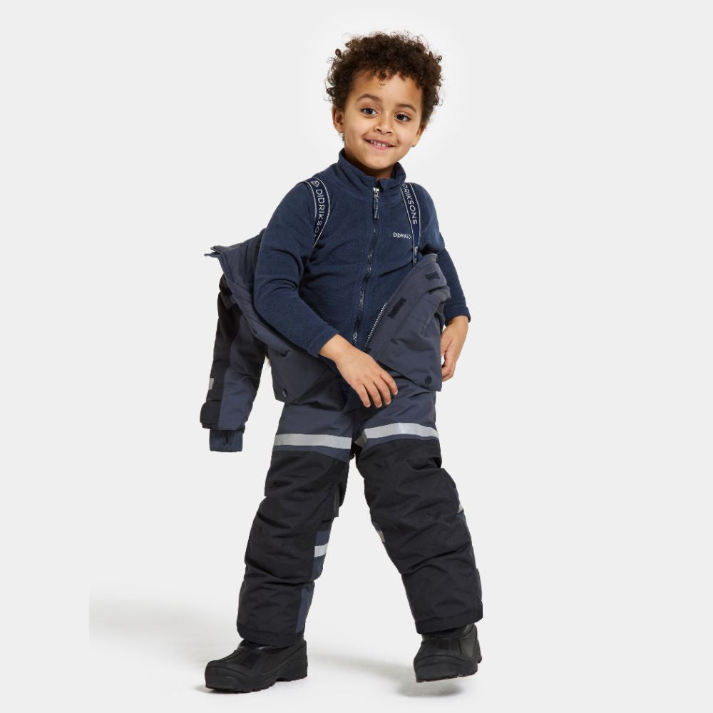 Didriksons Bjarven III Kids Snowsuit - Waterproof Winter Jacket & Pants Set for Boys & Girls, Navy Blue - Perfect for Skiing, Snowboarding & Outdoor Play