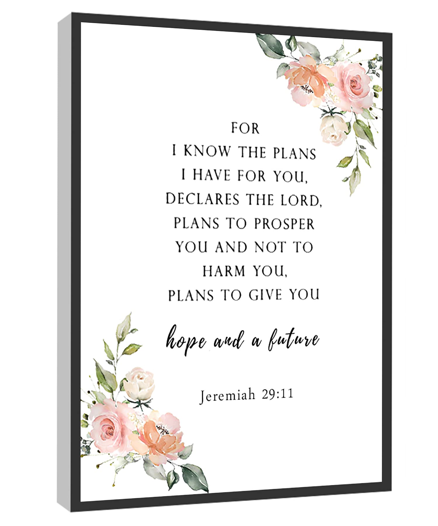Jeremiah 29:11 Bible Verse Wall Art - 'For I Know The Plans' Scripture Canvas Print, Framed Ready to Hang 8x12 Inches - Perfect for Home, Office, Church & Gift Giving