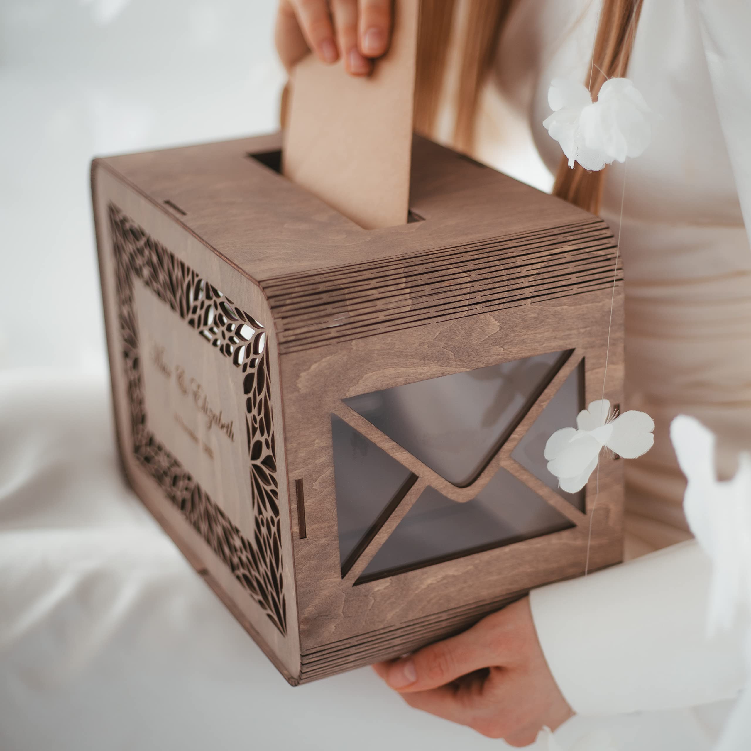 Handcrafted Wooden Envelope Keepsake Box - Personalized Wedding Card Holder & Gift Box for Bridal Shower, Anniversary, or Special Occasion Decor