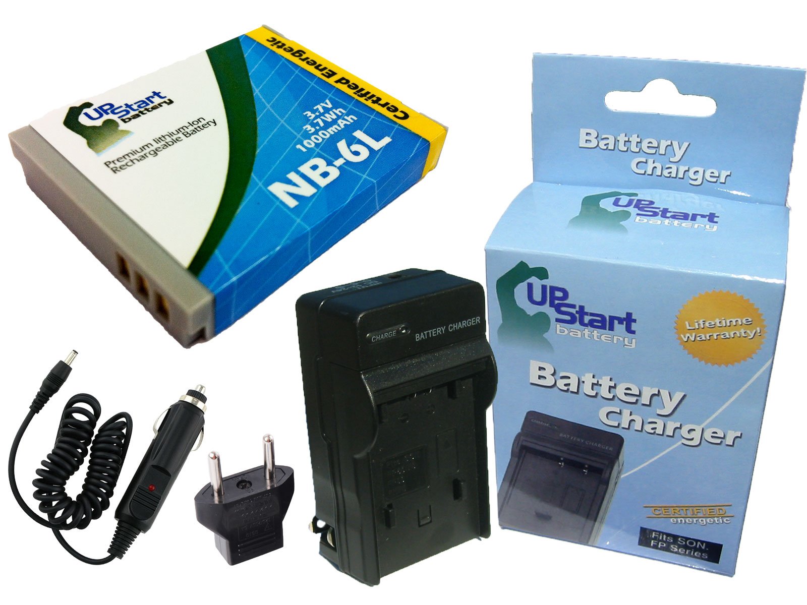 Canon NB-6L Replacement Battery and Charger Kit - 1000mAh Li-ion Battery with Car Plug & EU Adapter for Canon SX280 HS Digital Camera | Perfect for Travel Photography and Outdoor Shooting