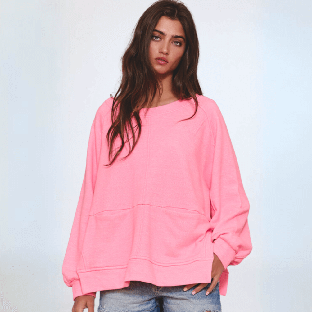Stylish Pink Bucket List Stitch Detail Sweatshirt | Women's Casual Pullover | Made in USA | Perfect for College, Travel & Weekend Outfits
