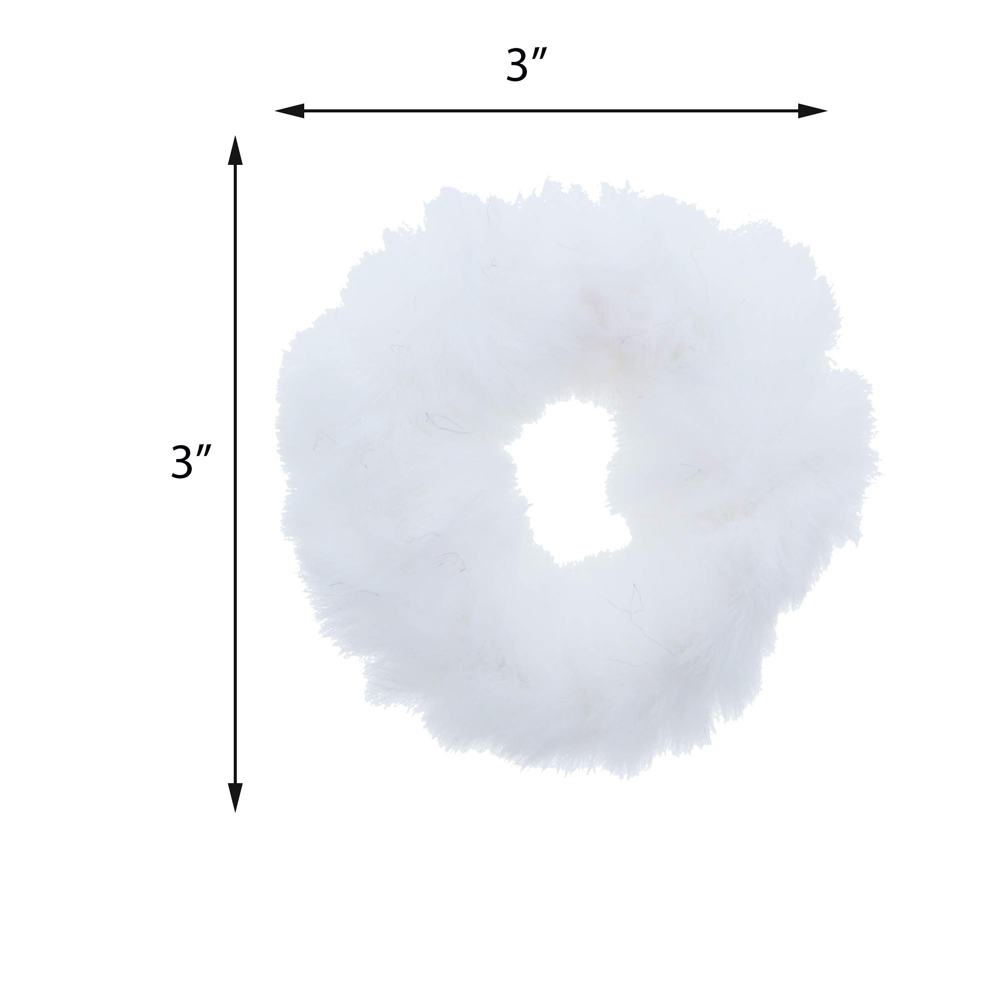 Small Fuzzy Fur Scrunchies Furry Pony Holder - Set of 10 - White for Girls Hair Accessories, School, Parties, and Daily Wear