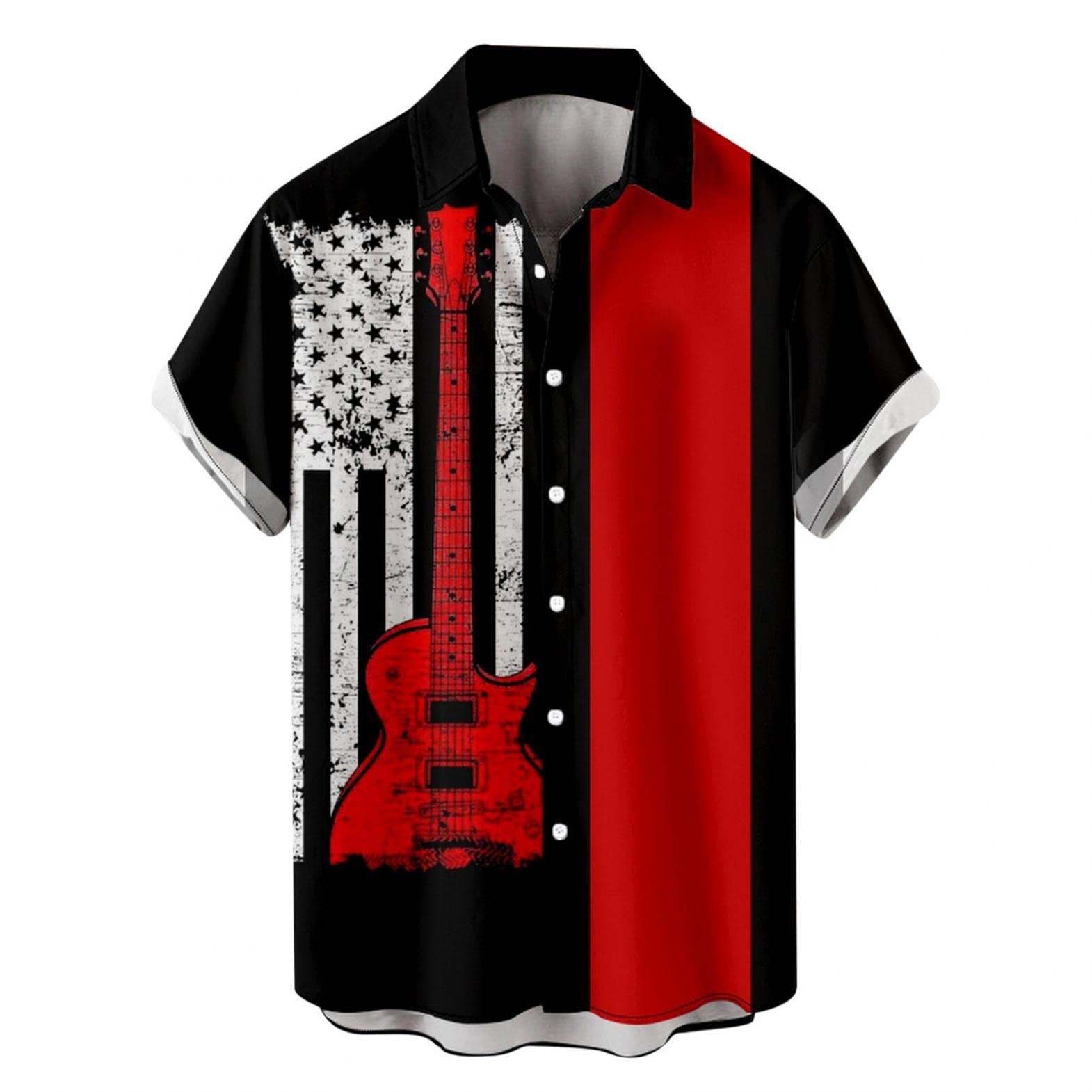 Men's Patriotic American Flag 4th of July Button Down Short Sleeve Shirts - Summer Casual T-Shirts for BBQ, Beach & Independence Day Celebrations