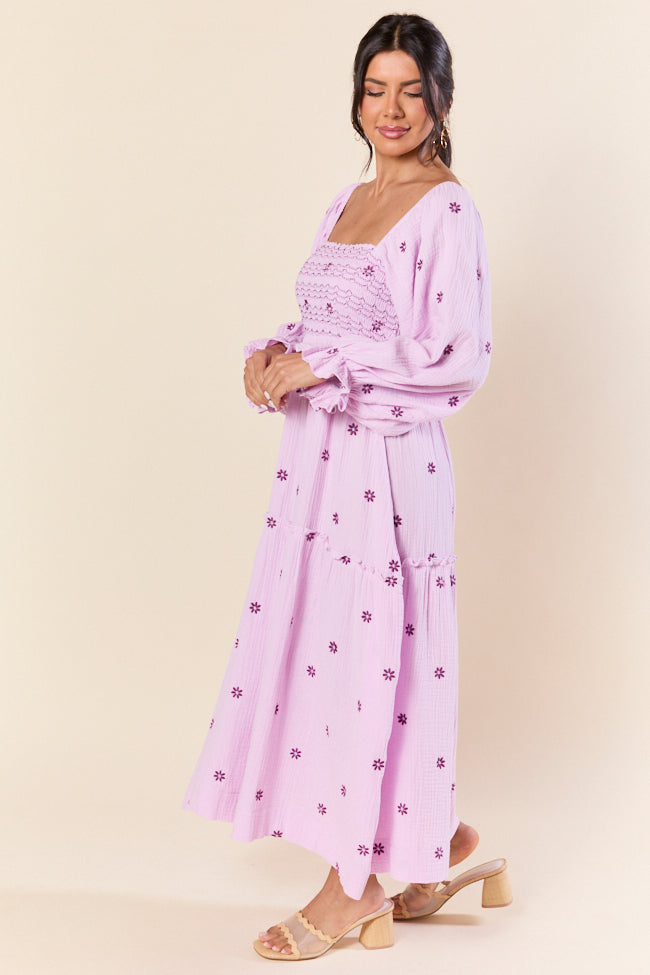 Elegant Purple Smocked Floral Maxi Dress for Women - Perfect for Weddings, Parties & Summer Vacations