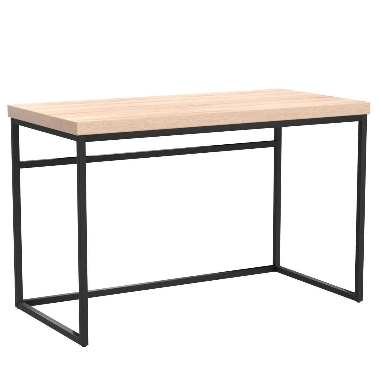CENSI 47 Inch Natural Oak Writing Computer Desk - Modern Industrial Style Home Office Desk with Wood and Metal Frame (Light Wood) - Perfect for Small Spaces, Gaming Setup & Remote Work