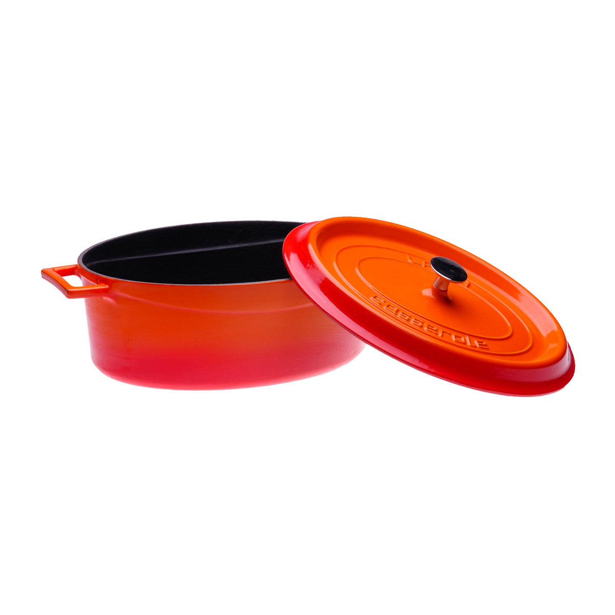 Arcata 081850 5 Quart Cast Iron Oval Casserole Dish with Lid - Orange Enameled Dutch Oven for Baking, Roasting & Serving - Perfect for Oven, Stovetop & Camping Cooking