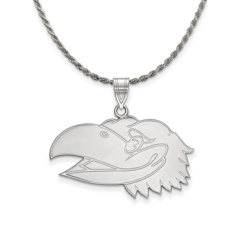 Sterling Silver Jayhawks Logo Necklace for KU Fans & Gifts
