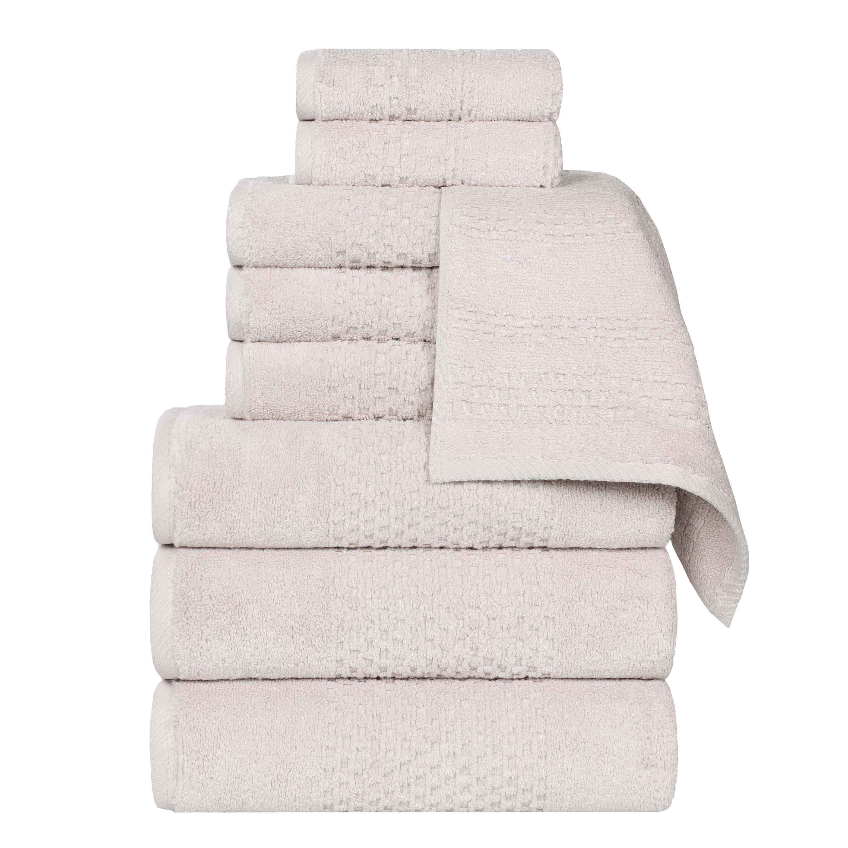 Playa Zero Twist Cotton Solid Waffle Textured 9-Piece Towel Set | Ultra Soft & Absorbent Bath & Beach Towels for Spa, Pool, Gym & Home Use