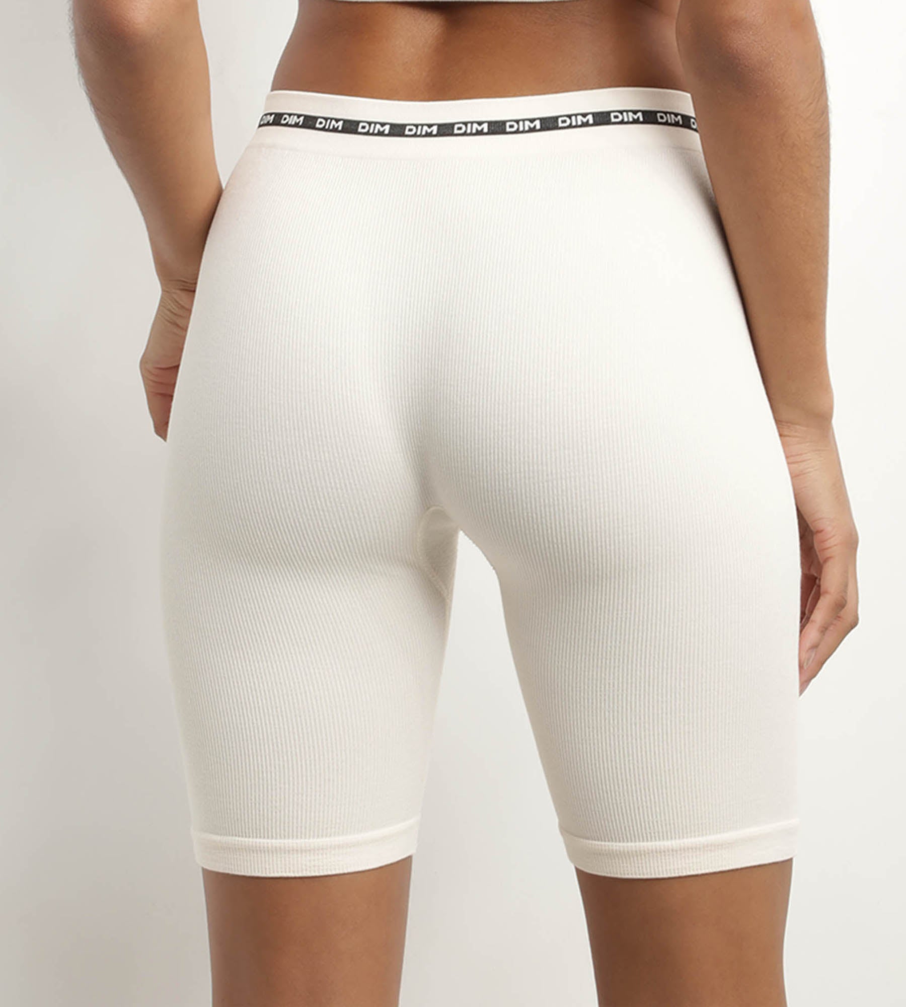 Women's Modal Polyamide Ribbed Cycling Jersey - Ivory Beige Dim Icons Seamless Top for Road Biking & Spin Classes
