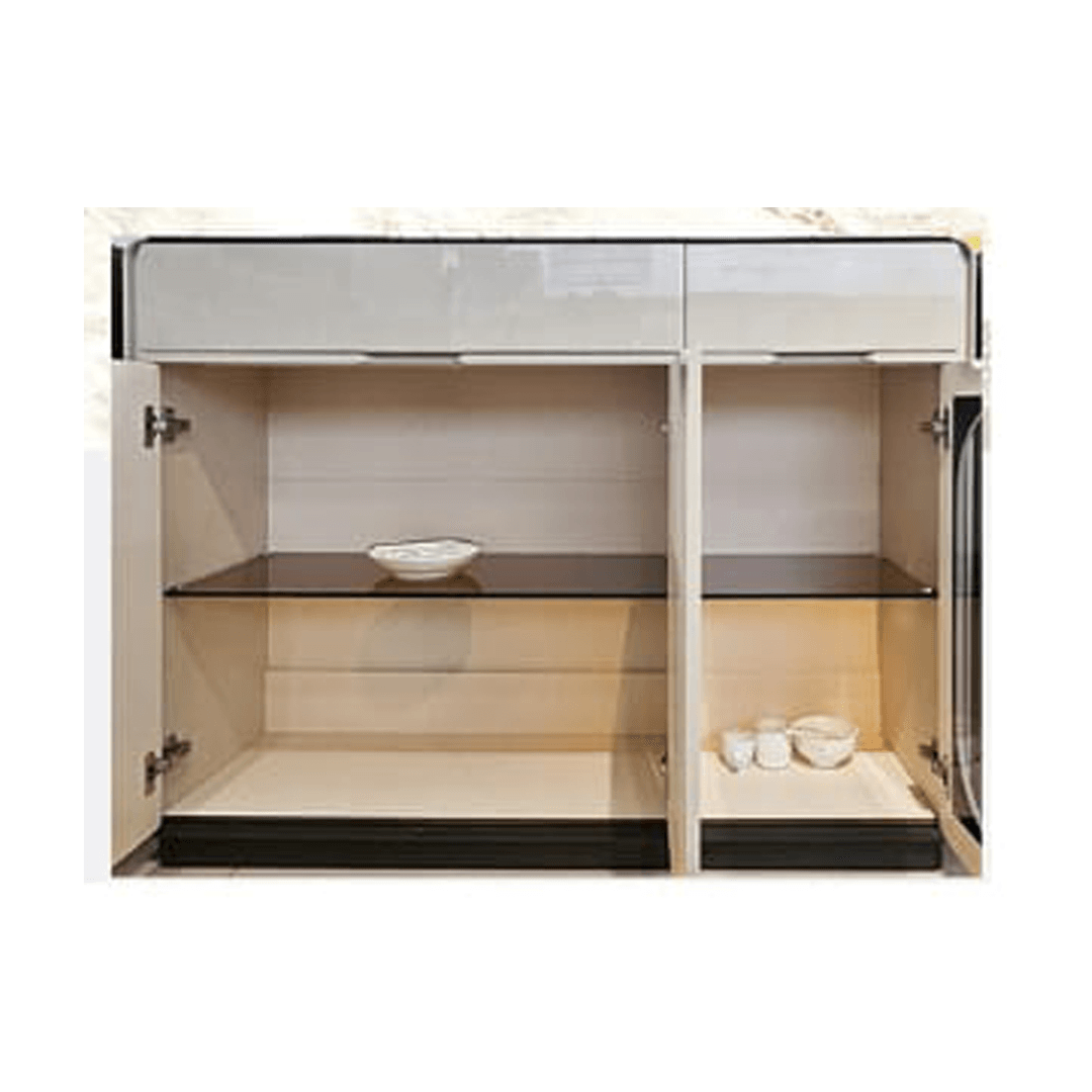 Modern Maura Sideboard 130cm - Mid-Century Buffet Cabinet with 2 Doors & 4 Drawers - Solid Wood Storage Console for Dining Room, Living Room & Entryway - Perfect for Organizing Dishes, Linens & Home Decor
